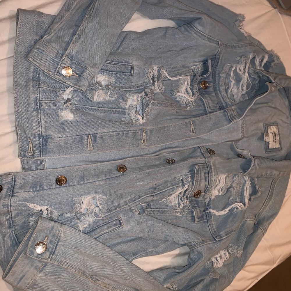 Forever 21 Ripped Jean Jacket